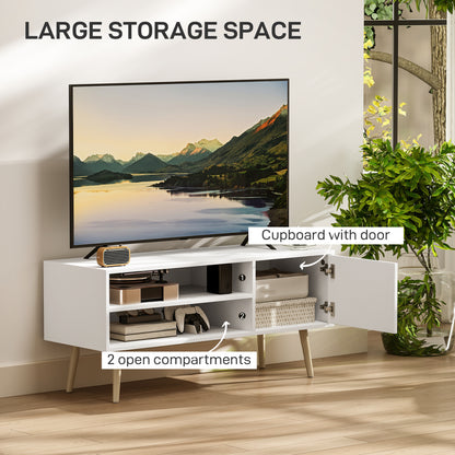 Avalia 110cm White TV Stand For Screens Up To 55 Inches With Open Shelves And Cable Access