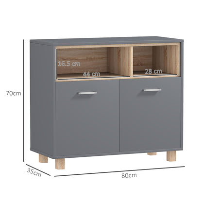 Cosano Freestanding Bathroom Storage Cabinet With Open Compartments And Double Doors
