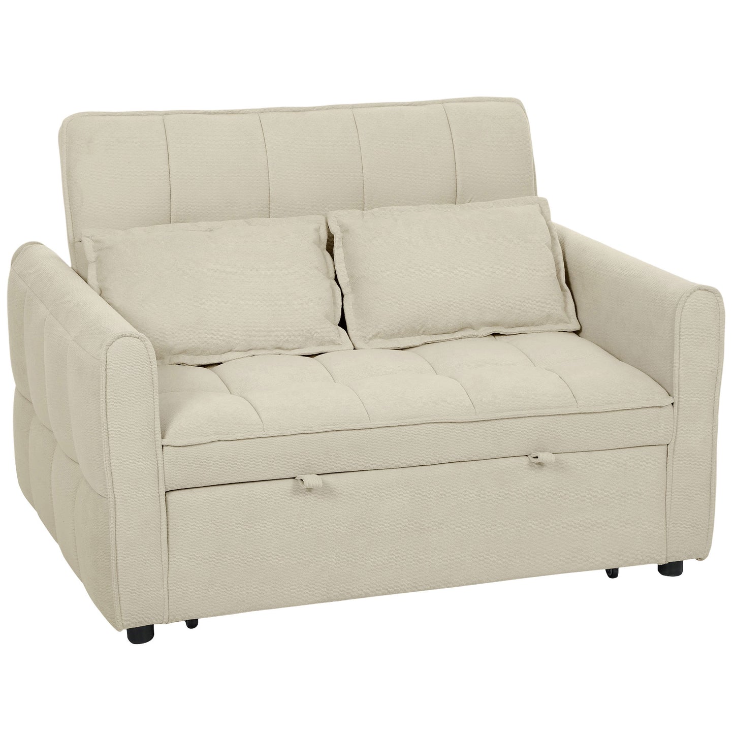 Noel Cream 3 In One 2 Seater Sofa Bed With Adjustable Back And Cushions