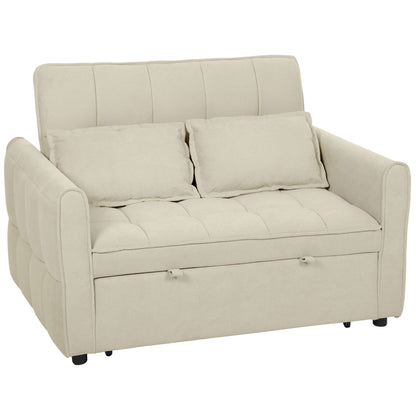Noel Cream 3 In One 2 Seater Sofa Bed With Adjustable Back And Cushions