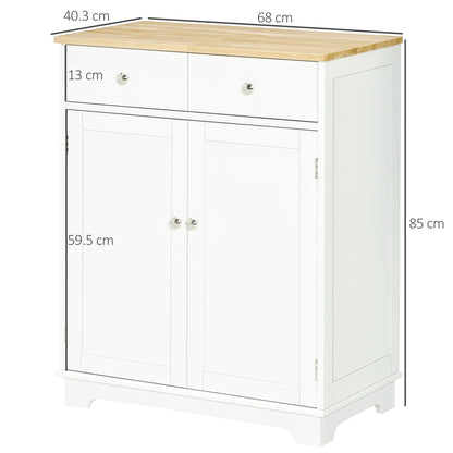 Colalu Wooden Kitchen Cabinet With Solid Natural Top 2 Doors 2 Drawers