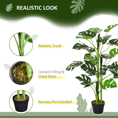 Nalale Lumo Set Of 2 Artificial Monstera Style Trees With Cheese Leaf Design And Pots
