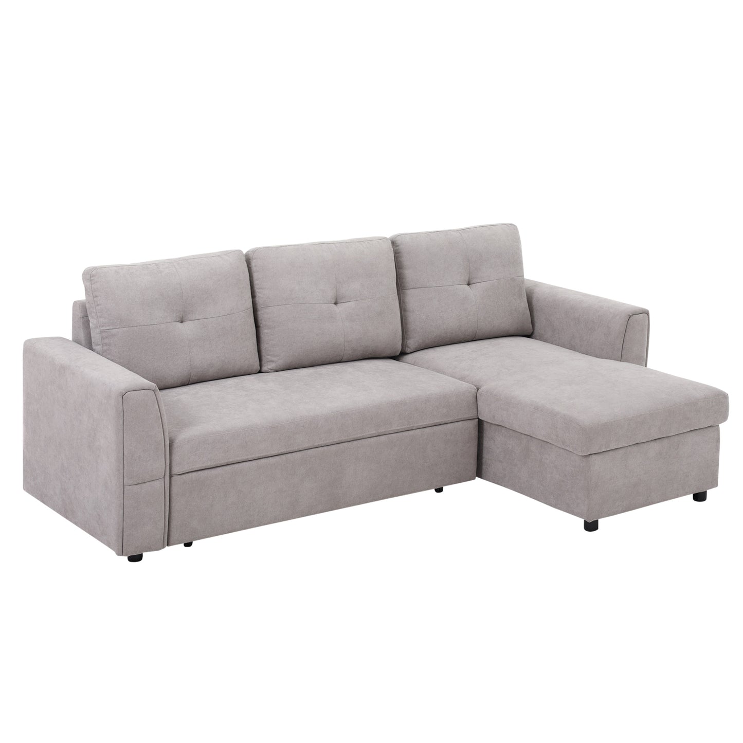Kaba Fabric Light Grey 3 Seater Sofa Bed With Hidden Storage