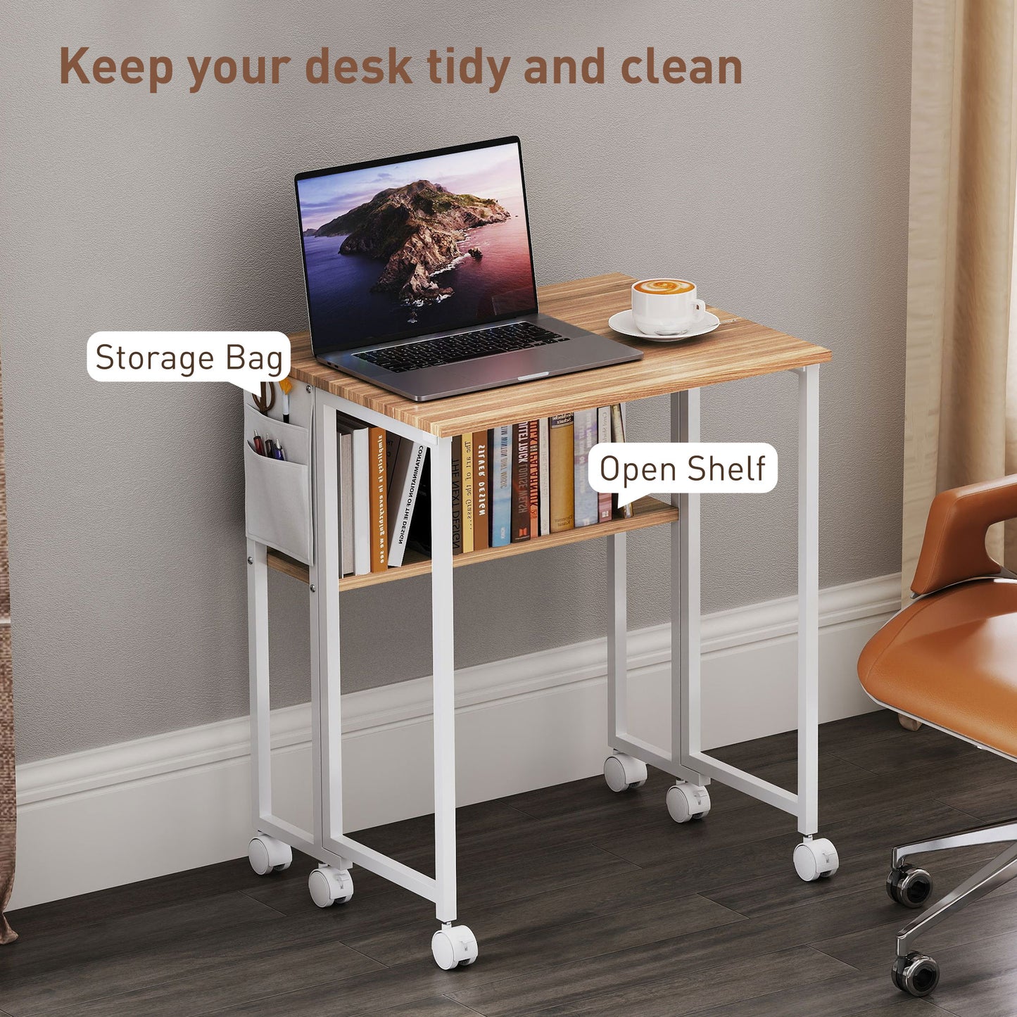 Noni 63cm Wooden Natural Drop Leaf Writing Desk