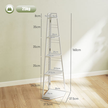 Vineha Wood White 5 Tier Corner Shelving Unit