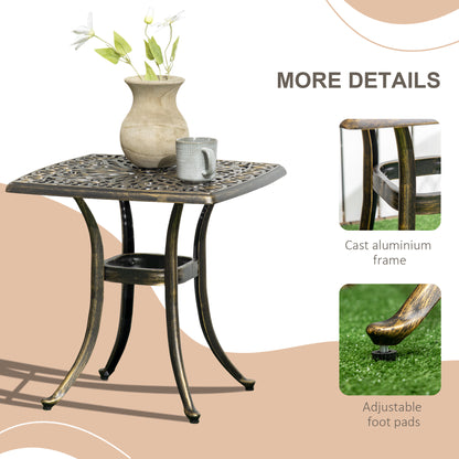 Mave Cast Aluminium Bronze Patio Coffee Table With Central Umbrella Hole