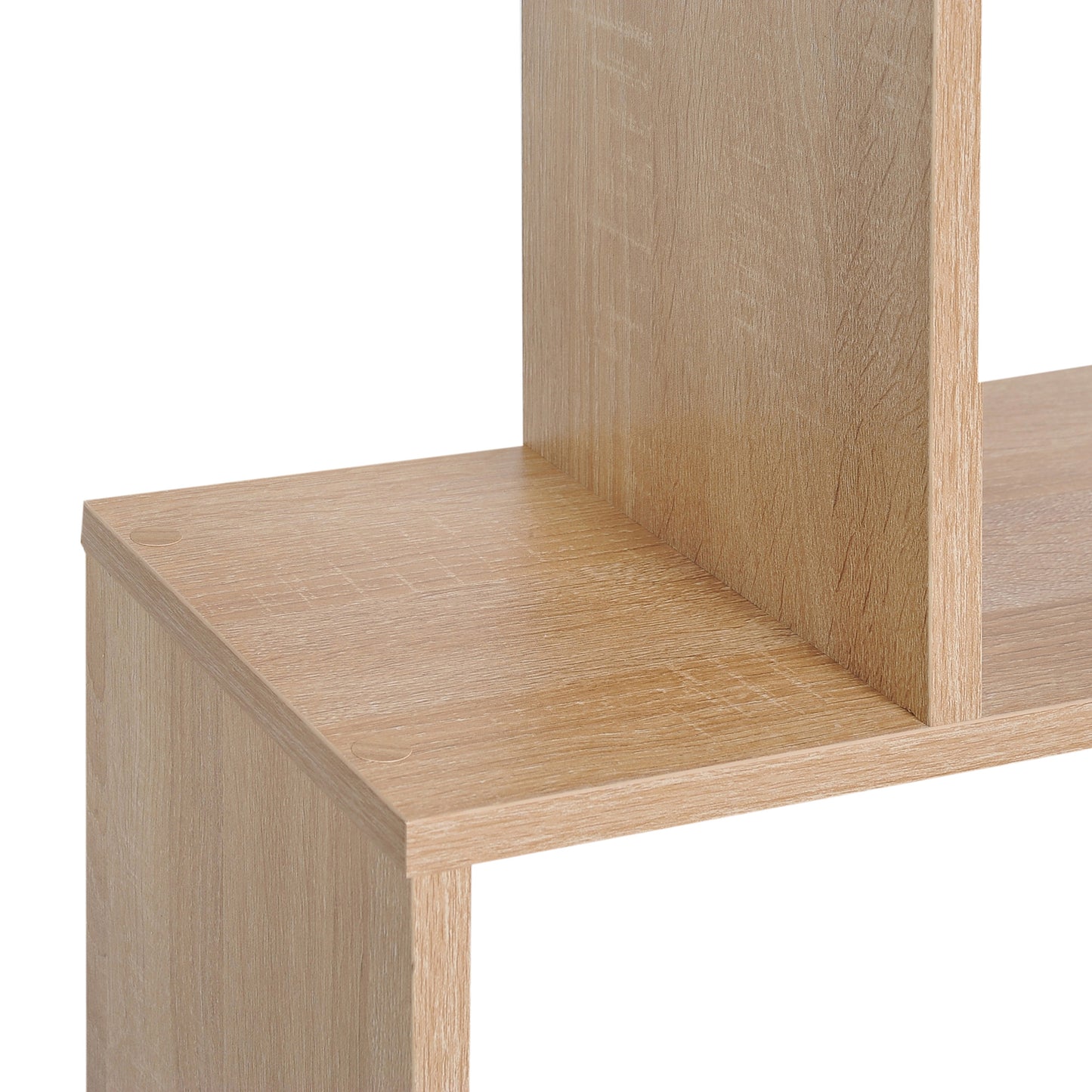 Vicovi Nava Wood Oak Finish 6 Tier S ShaFauxd Display Bookcase