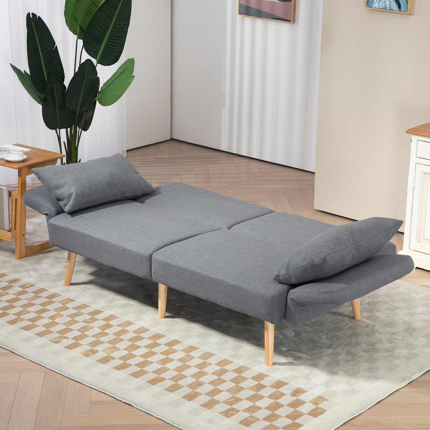 Torive Nove Grey 2 Seater Click Clack Sofa Bed With Cushions