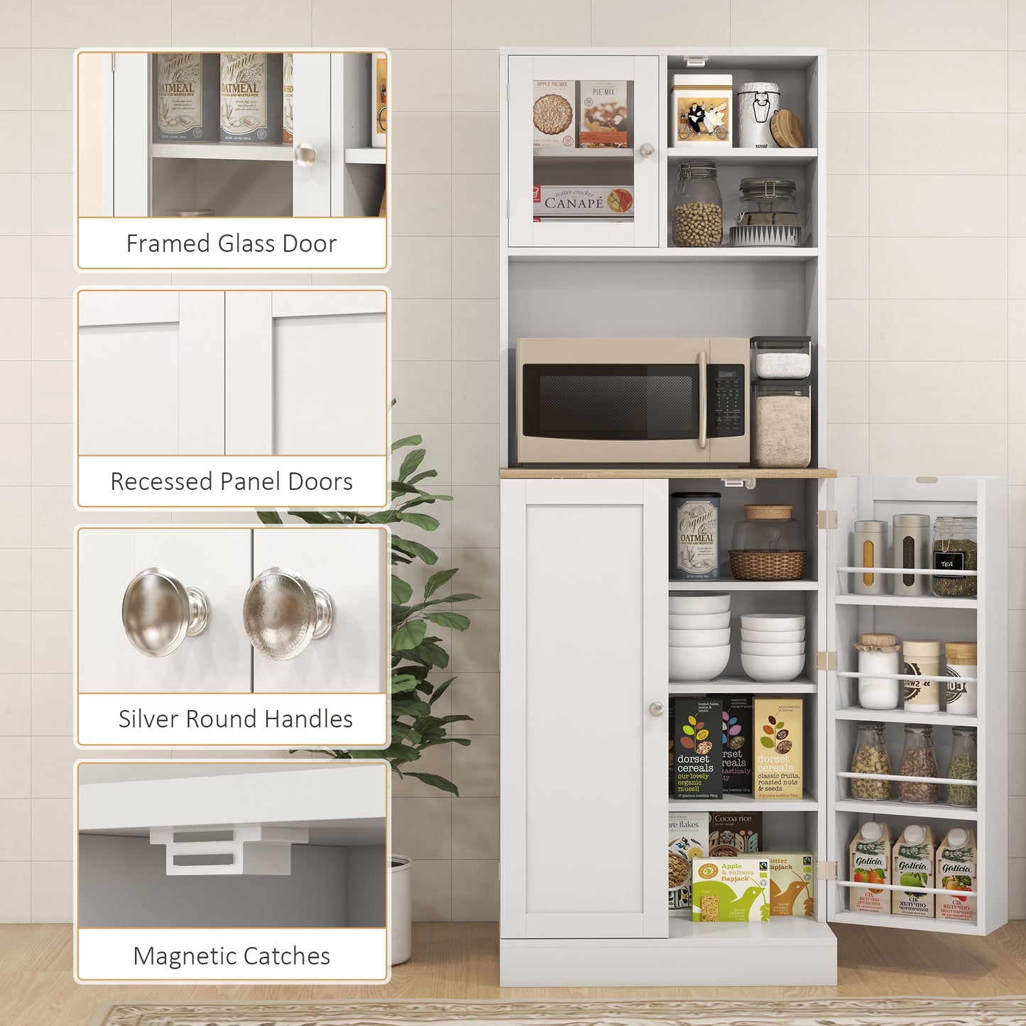 Tabetti Wooden White 2 Part Kitchen Storage Cabinet