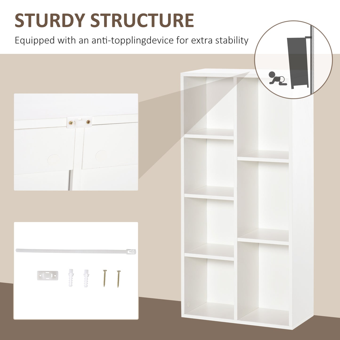Tonomo Wood White 7 Cube Storage Bookcase