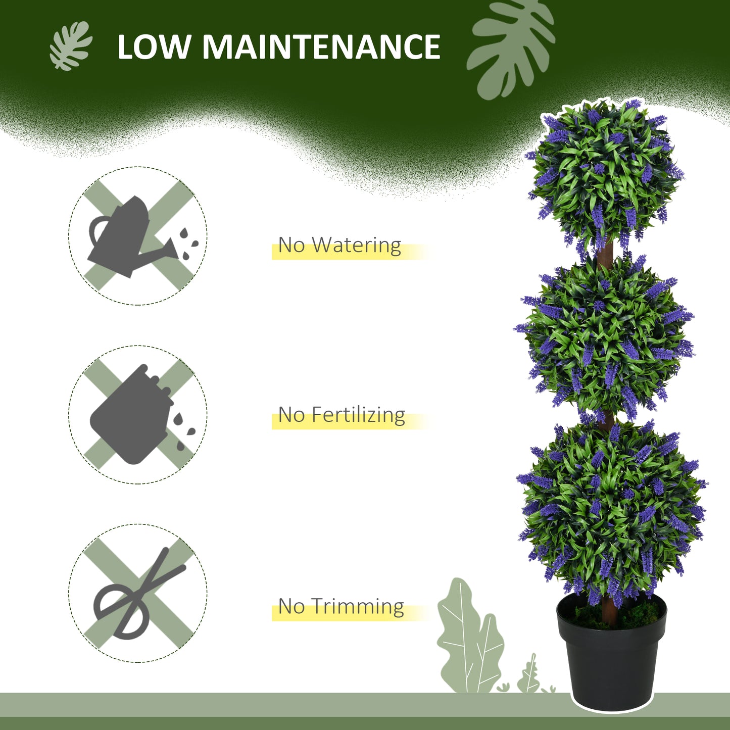 Lazi Set Of 2 Artificial Lavender Ball Trees In Decorative Pots H8 110cm