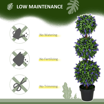 Lazi Set Of 2 Artificial Lavender Ball Trees In Decorative Pots H8 110cm
