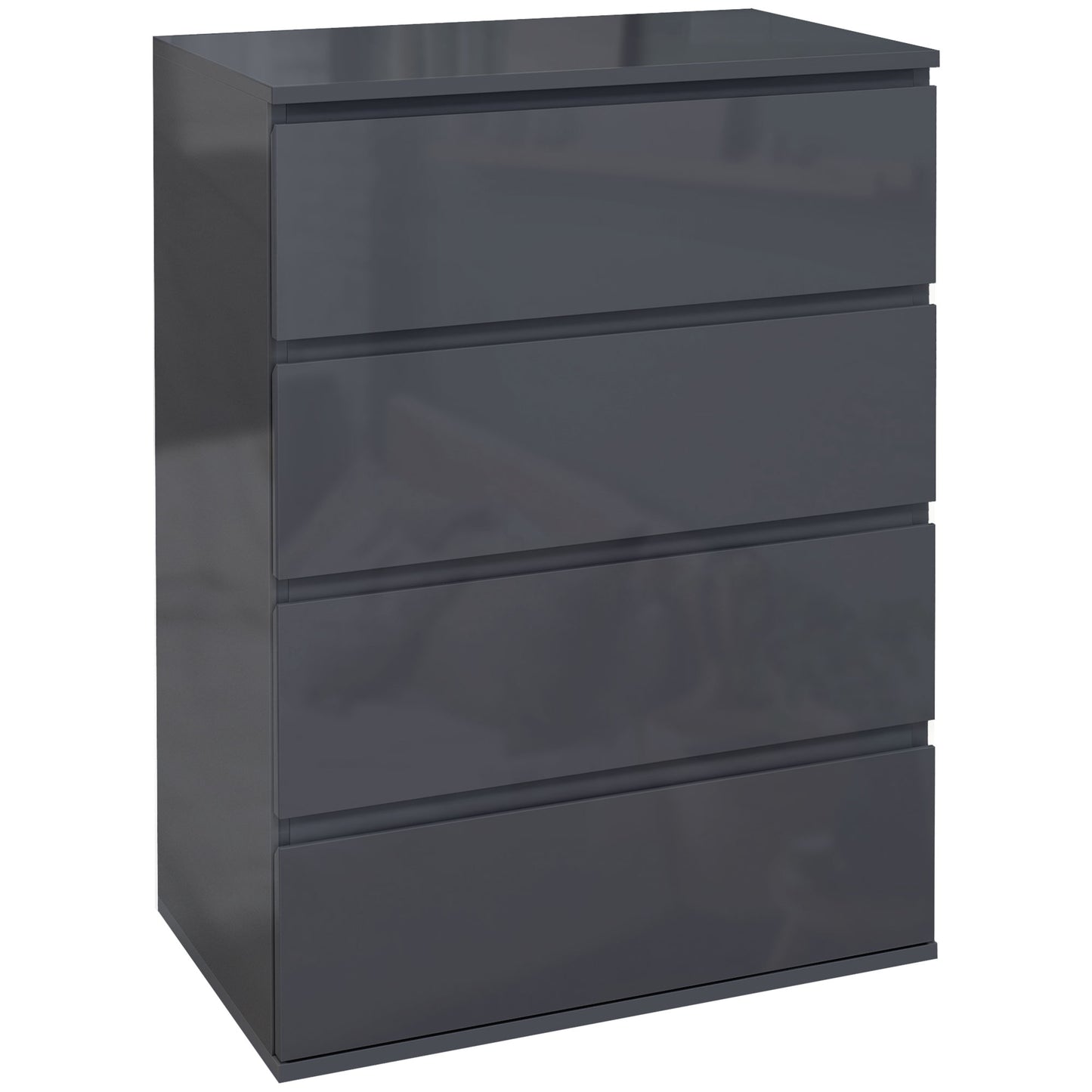 Valo Leha High Gloss Grey 4 Drawer Chest Of Drawers With Modern Storage Design