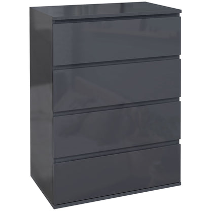Valo Leha High Gloss Grey 4 Drawer Chest Of Drawers With Modern Storage Design