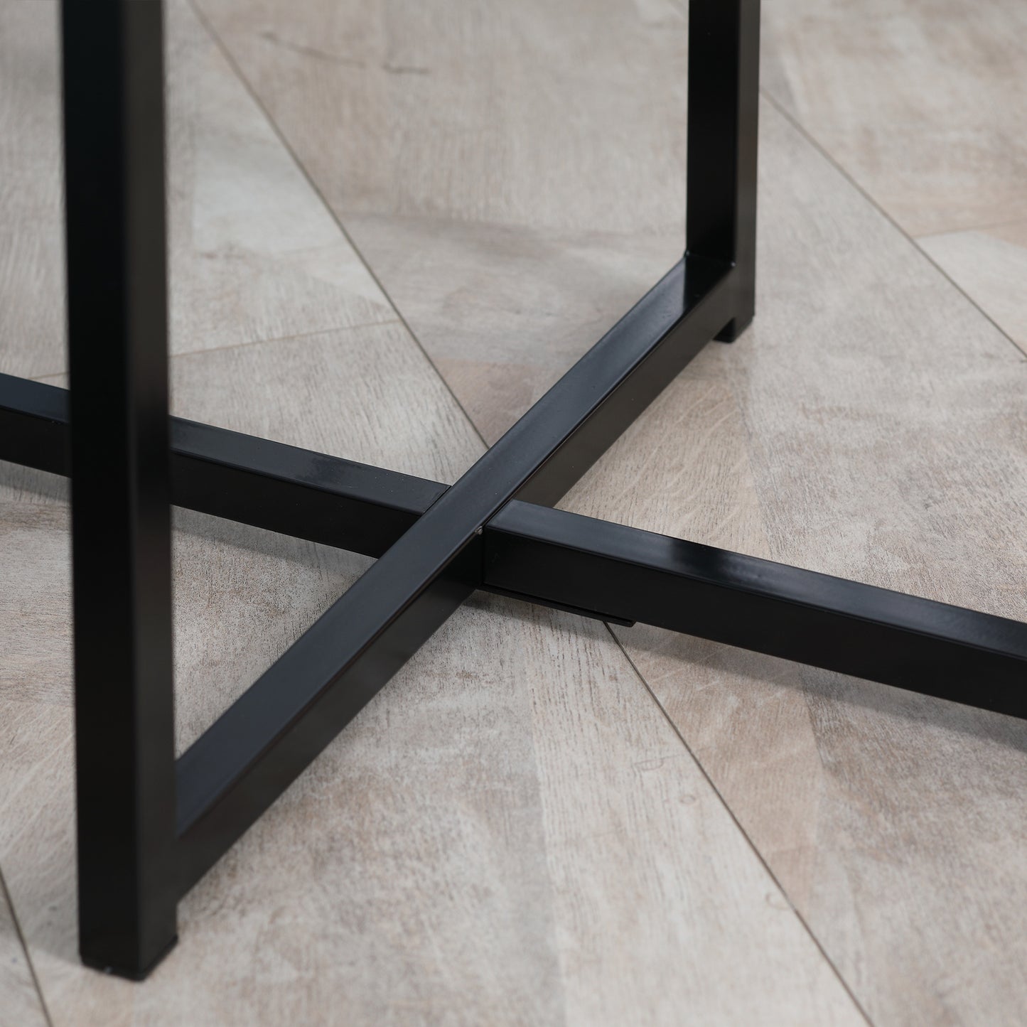 Nesama Black Metal And White Wooden  Set Of 2 Round Side Tables
