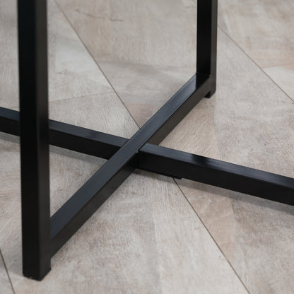 Nesama Black Metal And White Wooden  Set Of 2 Round Side Tables