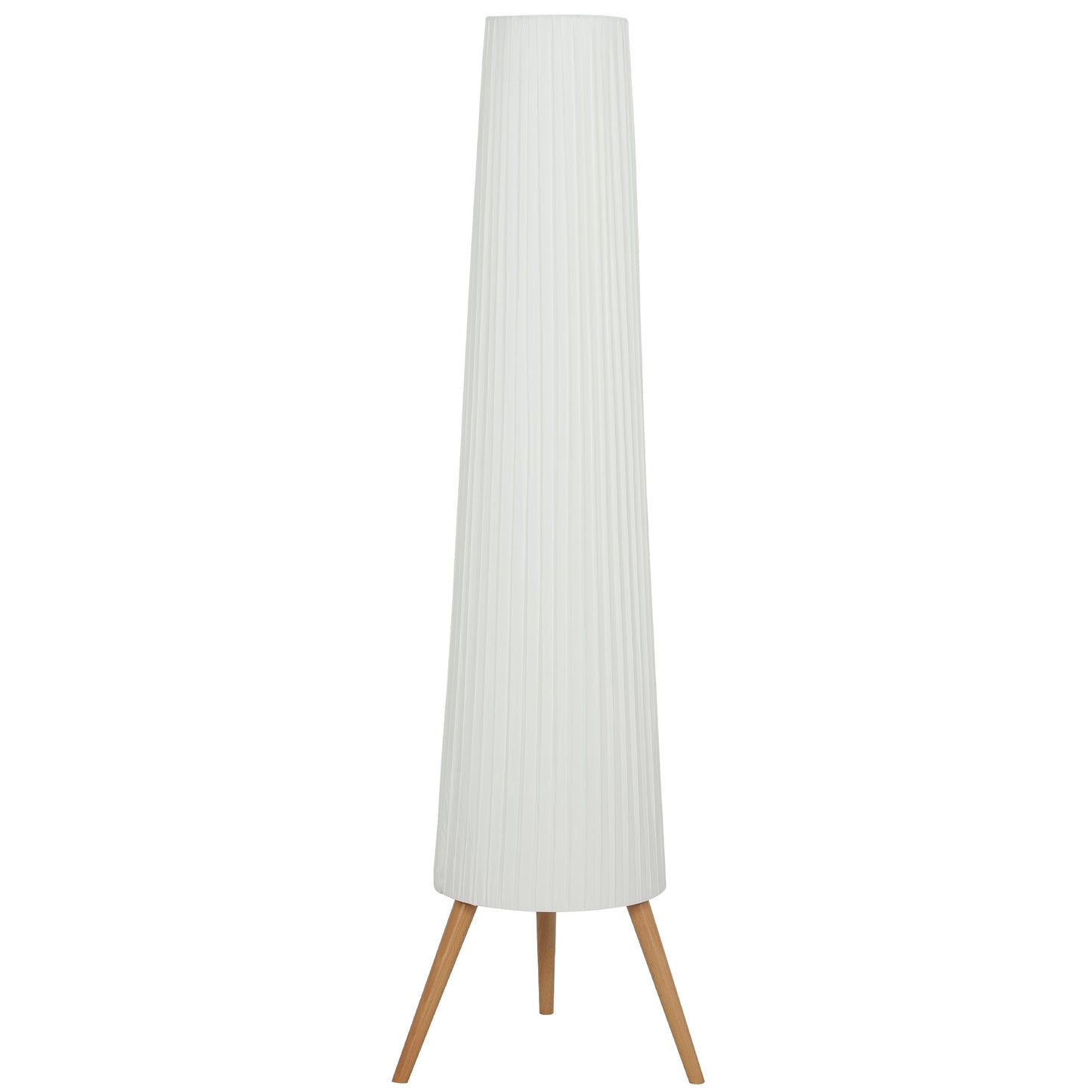 Liletti Natural Wood and White Fabric 3 Level Tripod Scandi Floor Lamp