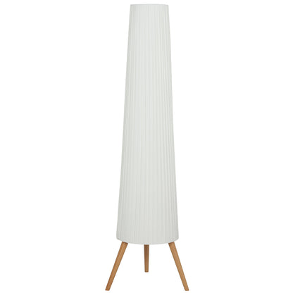 Liletti Natural Wood and White Fabric 3 Level Tripod Scandi Floor Lamp