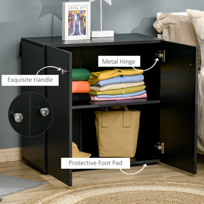 Cosofi Black Wood Freestanding Storage Cabinet 2 Doors 2 Shelves