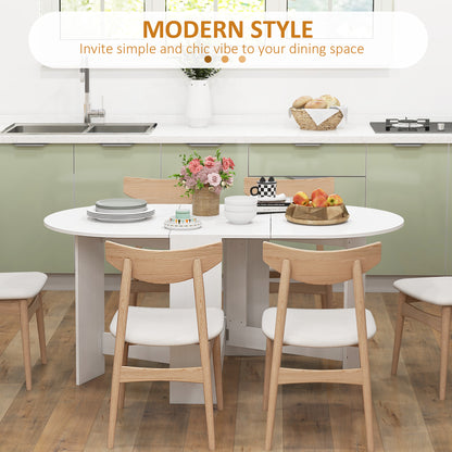 Ziri Wooden White Washed Finish Oval Drop Leaf Dining Table For Small Spaces