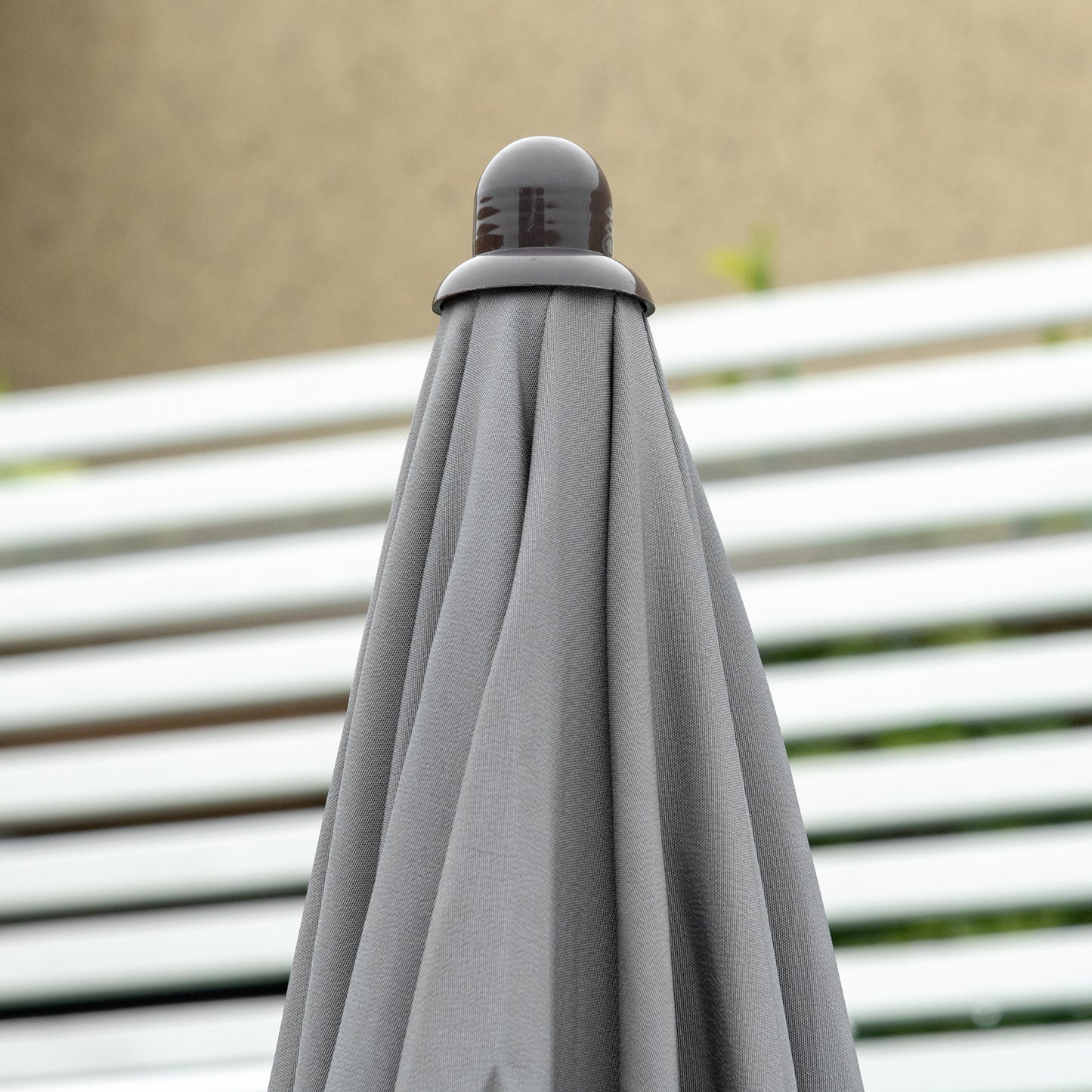 Misotte Metal and Mesh Light Grey 4 Seater Garden Dining Set With Parasol Folding Chairs And Glass Table