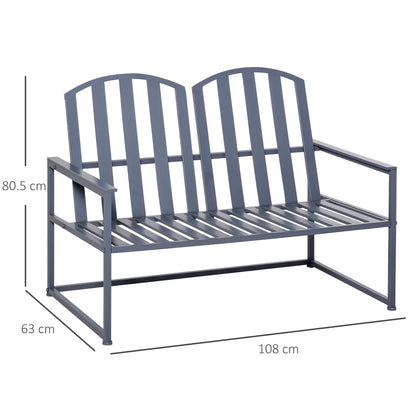 Yoraha Steel Grey Outdoor Garden Bench Loveseat With Slatted Seat Design