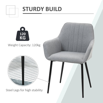 Mona Novi Set Of 2 Fabric Light Grey Dining Chairs With Metal Legs For Kitchen Or Dining
