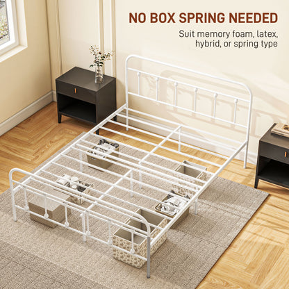 Keli 4FT6 White Metal Minimalist Double Metal Bed Frame