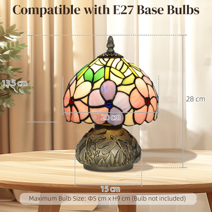 Fasa Glass And Metal Pink Tiffany Dragonfly Table Lamp With Brass Base