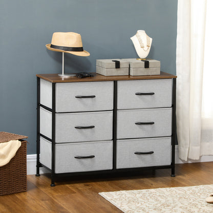 Hava Metal And Fabric Grey 6 Drawer Industrial Storage Chest With Steel Frame