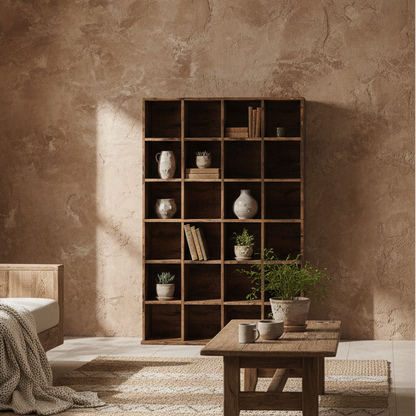 Limi Wooden Rustic Brown Adjustable CD Storage Cabinet 89 x 130.5 cm