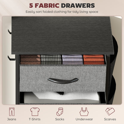 Suha Fabric And Metal Charcoal Grey 5 Drawer Storage Chest
