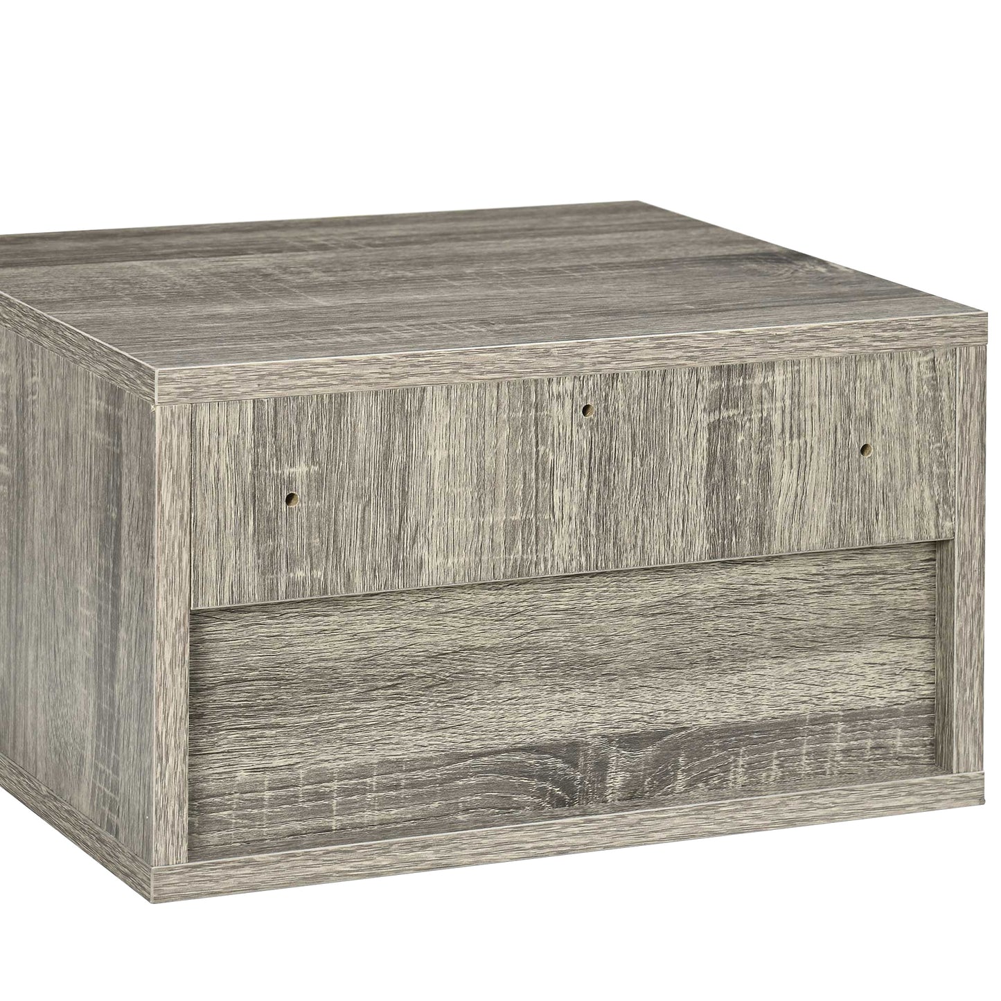 Rosama Set Of 2 Grey Wood Effect Floating Bedside Tables Wall Mounted 1 Drawer 1 Shelf
