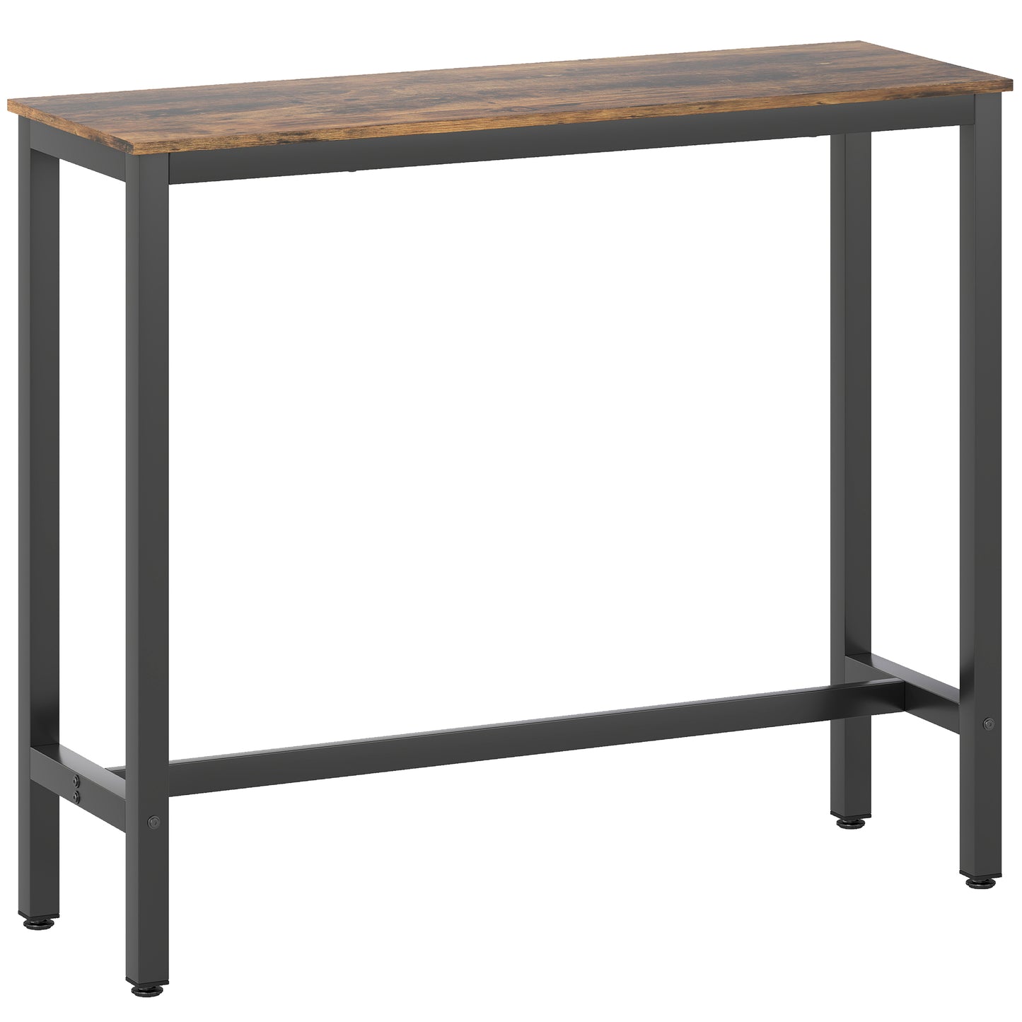 Bazila Rustic Brown Wood Effect Rectangular Bar Table Industrial Breakfast Dining Design