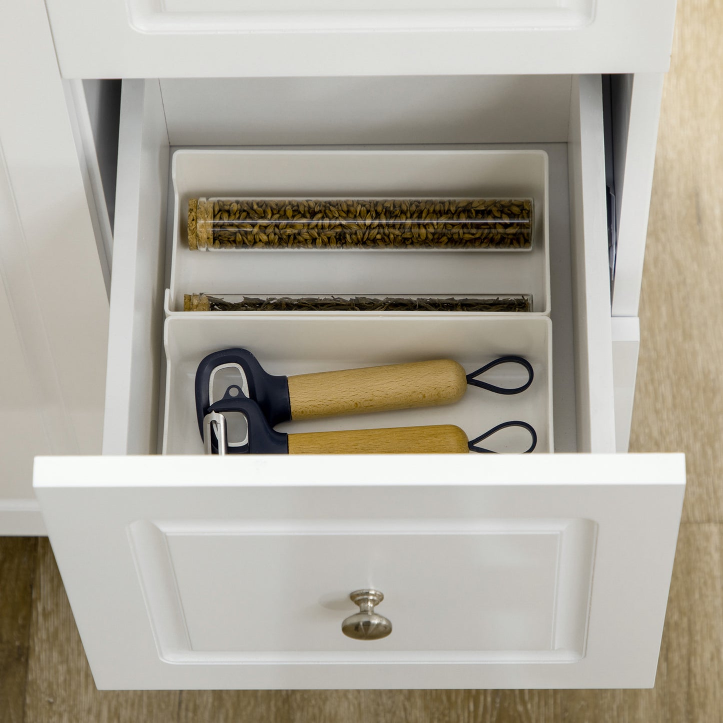Tanalo Wooden White Rolling Kitchen Island With Drop Leaf Drawers Towel And Spice Racks