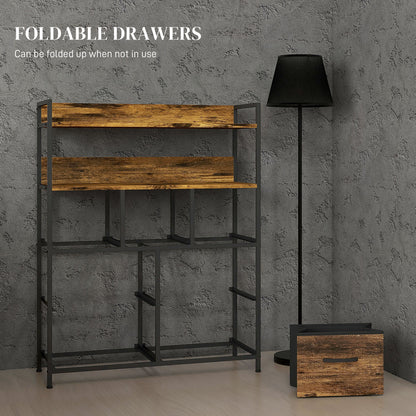 Haco Fabric And Wood Rustic Brown 7 Drawer Rustic Storage Chest