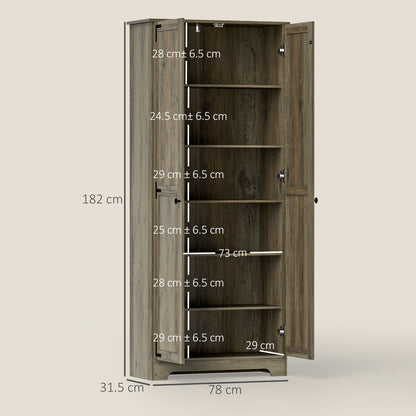 Soniso Wood Effect Tall Farmhouse Kitchen Pantry Cabinet 10 Shelves 2 Doors