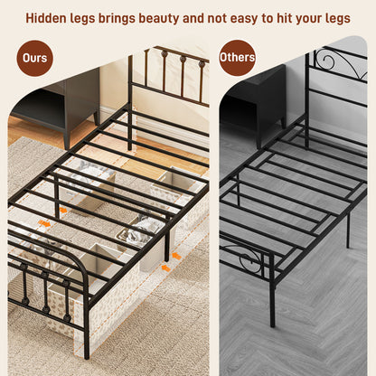 Noelma 3FT Minimalist Black Metal Single Metal Bed Frame