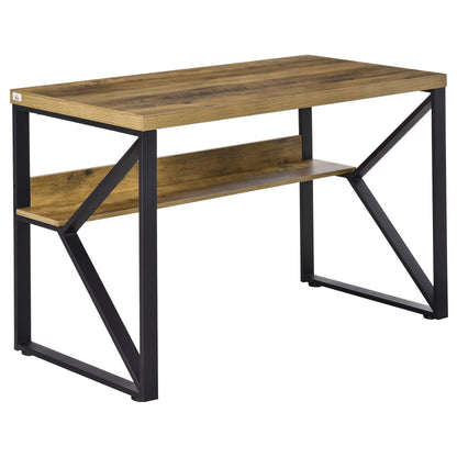 Filudi 120cm Wooden Black Brown Wood Effect Desk With Storage Shelving