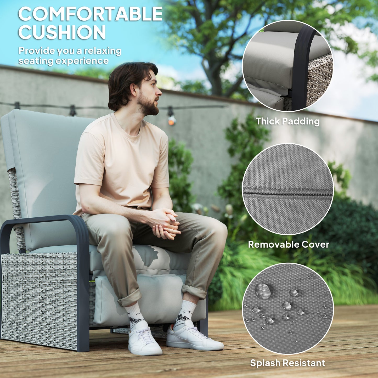 Tanaffi Rattan Grey Reclining Outdoor Armchair
