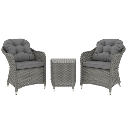 Ravi Rattan Light Grey 3 Piece Bistro Garden Furniture Set