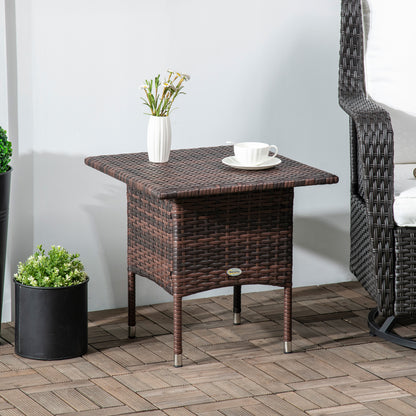 Varilu Brown Rattan Outdoor Coffee Table With Woven Top