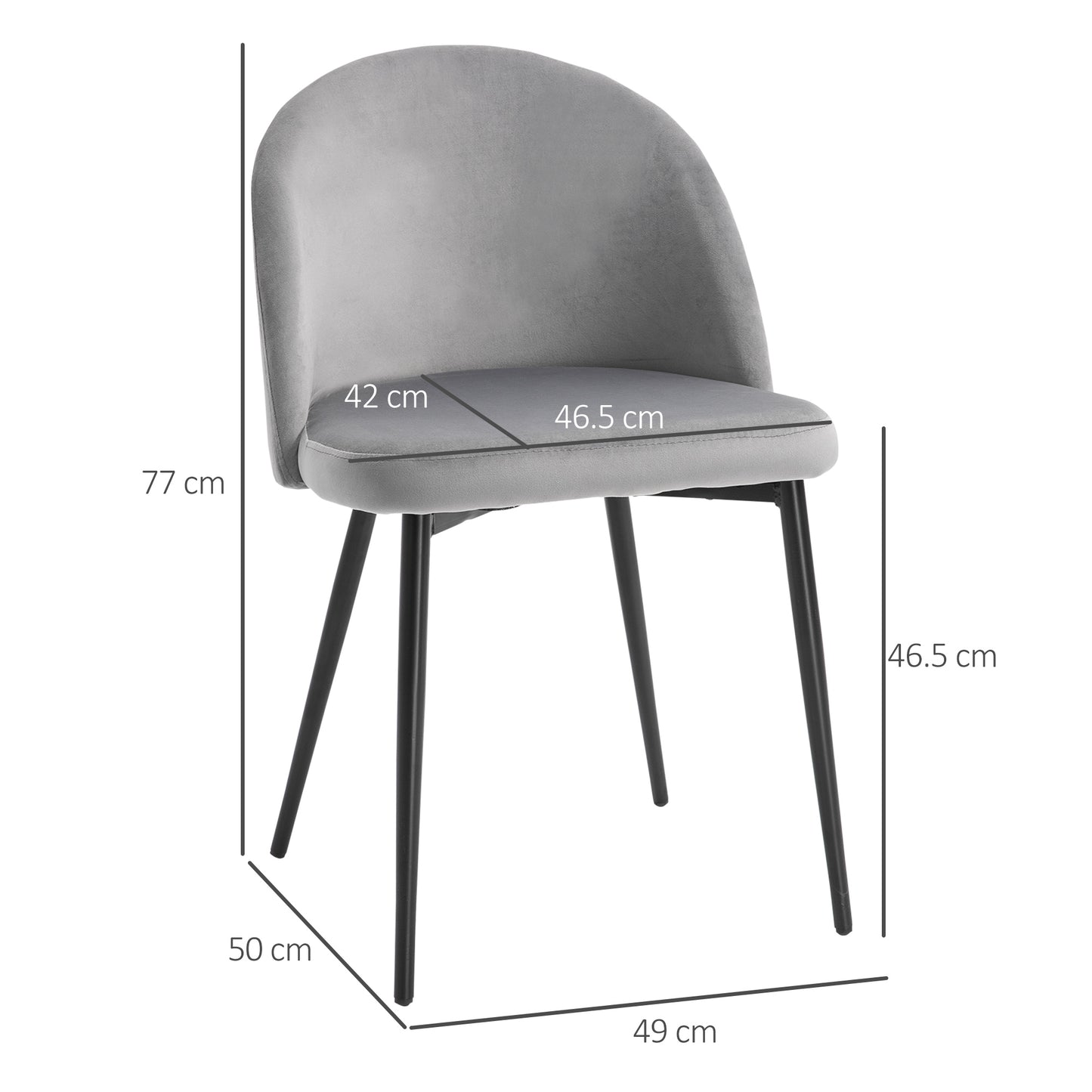 Ladori Fabric Grey Contemporary Dining Chairs Set Of 2 With Soft Upholstered Seats