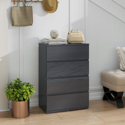 Recota High Gloss Grey 4 Drawer Modern Storage Chest