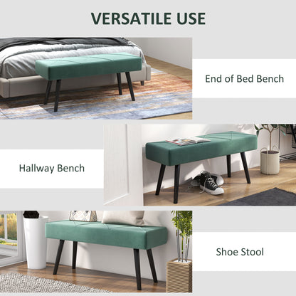 Mazuka Green  End Of Bed Bench With X Frame Black Metal Legs Geometric Pattern