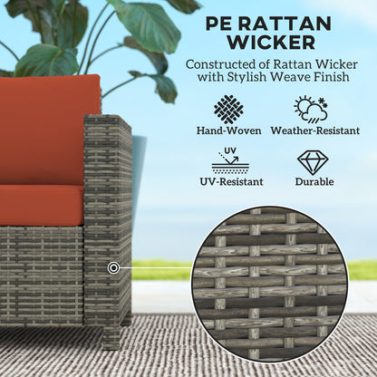 Filu Rattan Grey 2 Seater Outdoor Sofa with Orange Cushions