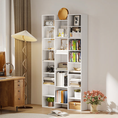 Elpa Wooden White Twenty One Compartment Storage Bookcase