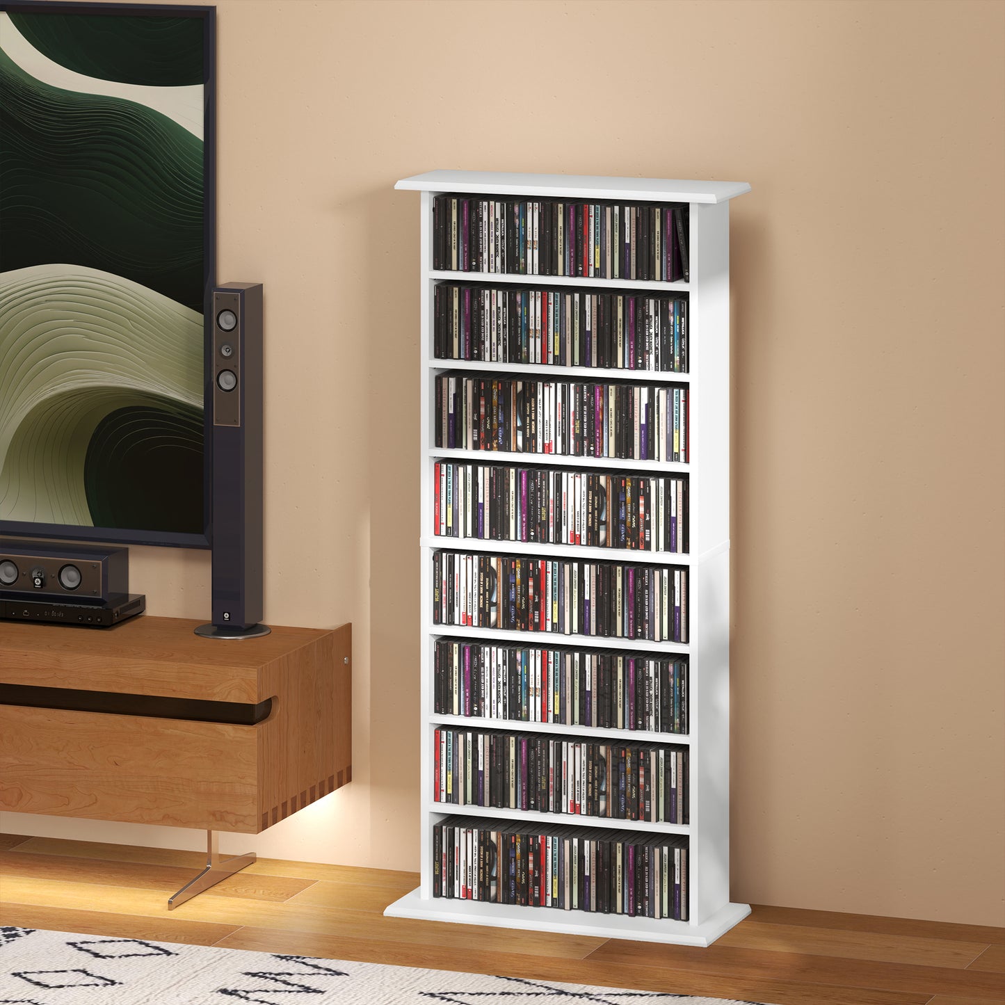 Talasa Wood White CD Storage Unit With 360 Disc Capacity