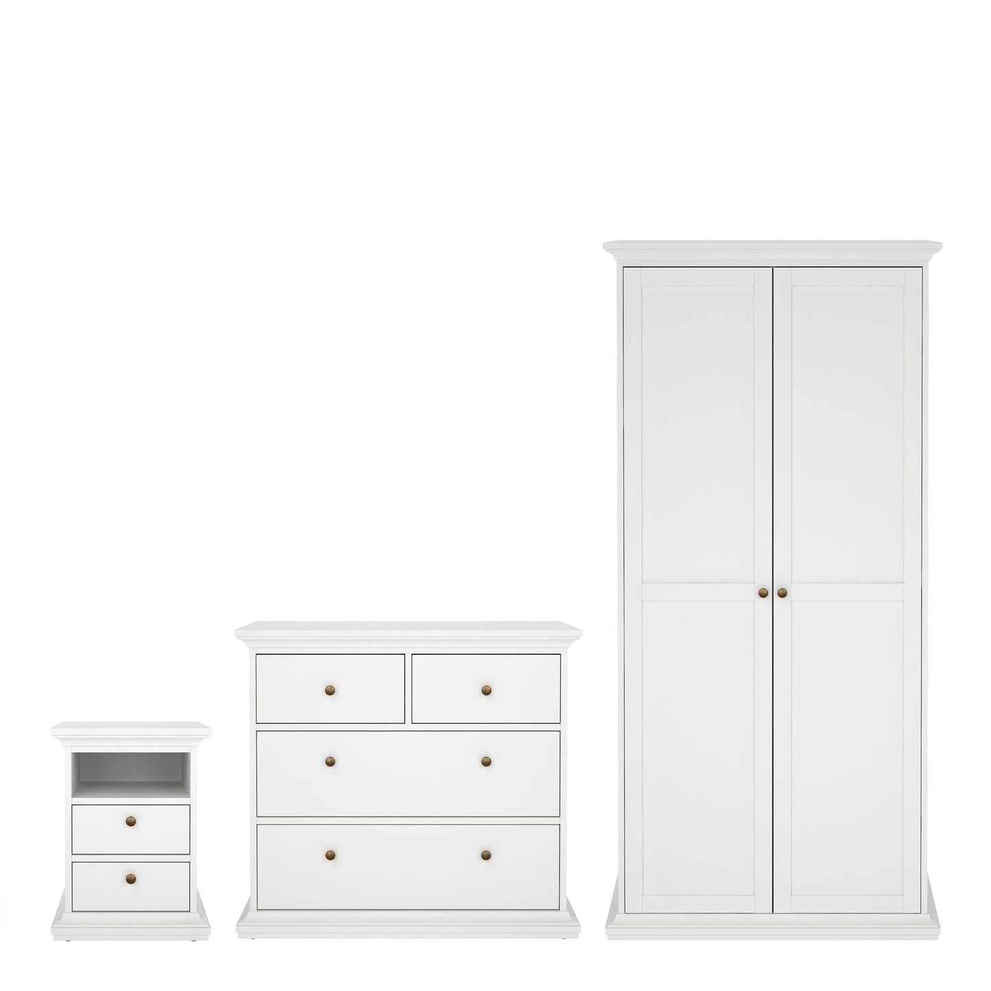 Osaka 3 Piece Farmhouse Bedroom Furniture Set White Wood