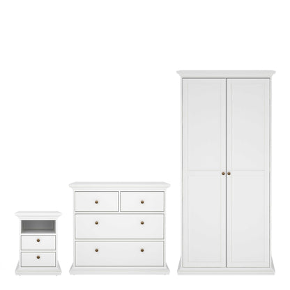 Osaka 3 Piece Farmhouse Bedroom Furniture Set White Wood